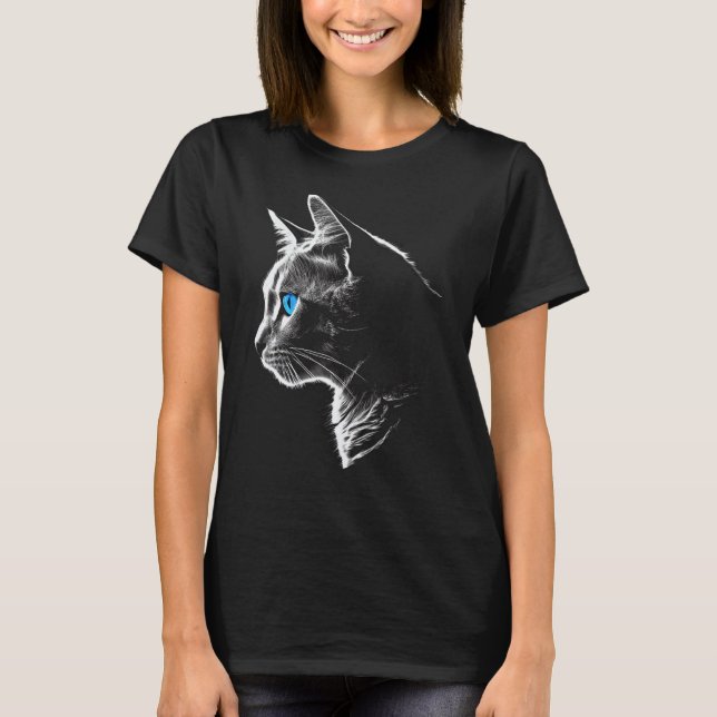 Katt Blå Ögon - Husdjur Konst Katt T Shirt (Framsida)