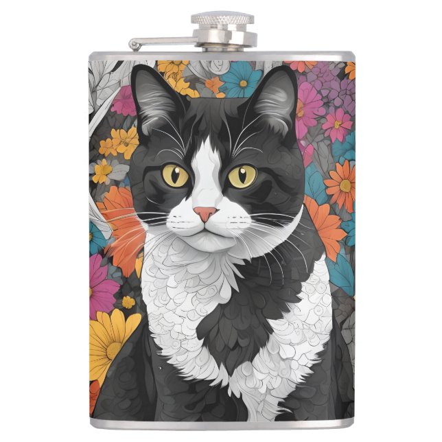 Katt bland blommor fickplunta (Framsidan)