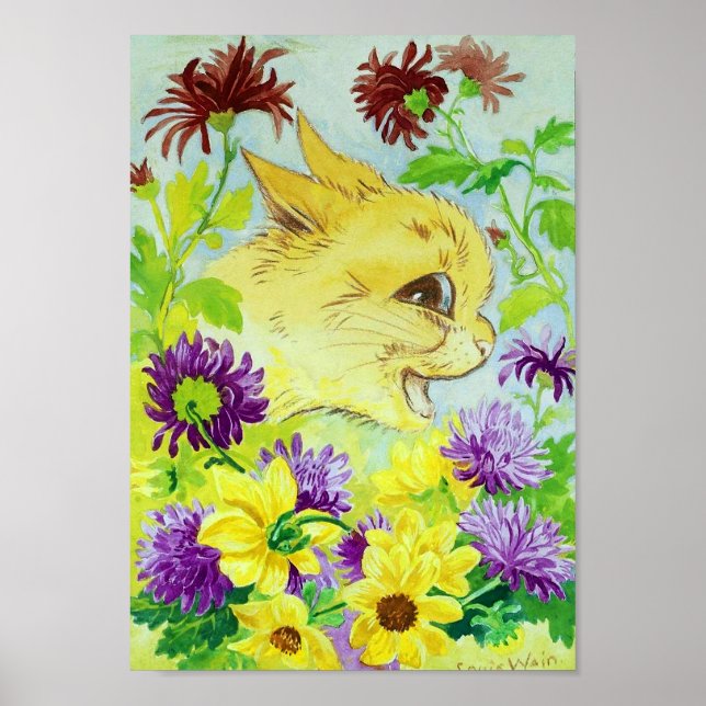 Katt Bland Blommor, Louis Wain Poster (Framsidan)