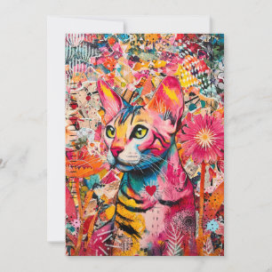 Katt Blandad Blandad Papperscollage Kort