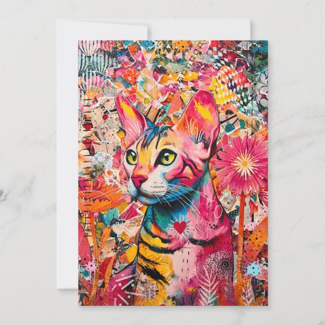 Katt Blandad Blandad Papperscollage Kort (Framsida)