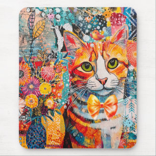 Katt Blandad Blandad Papperscollage Musmatta