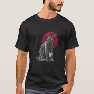 Katt Blod Datormus Måne Röd Halloween Natt T Shirt