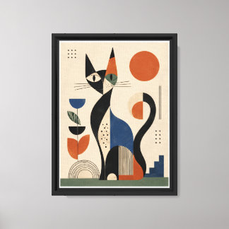 Katt & blomma akvarell canvastryck