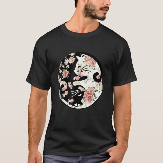 Katt Blomma Blommig Kvinnor Katt Mors Dag T Shirt (Framsida)