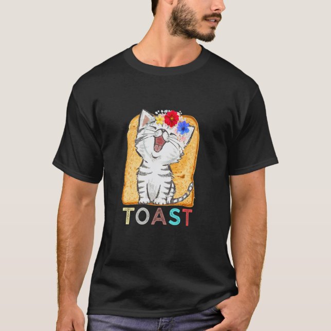 Katt Blomma Toast  Katt För Katt T Shirt (Framsida)