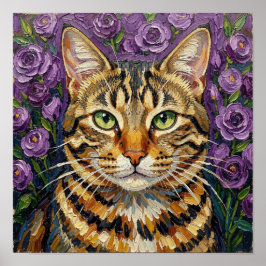 Katt & Blommig | Söt Konstnärlig Katt Poster