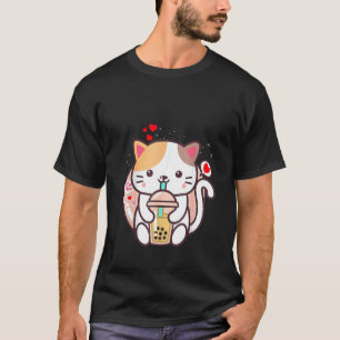 Katt Boba Te Bubbel Te Japansk Neko Flicka Tonår T Shirt