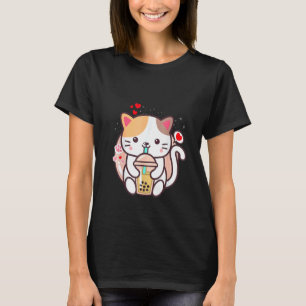 Katt Boba Te Bubbel Te Japansk Neko Flicka Tonårin T Shirt