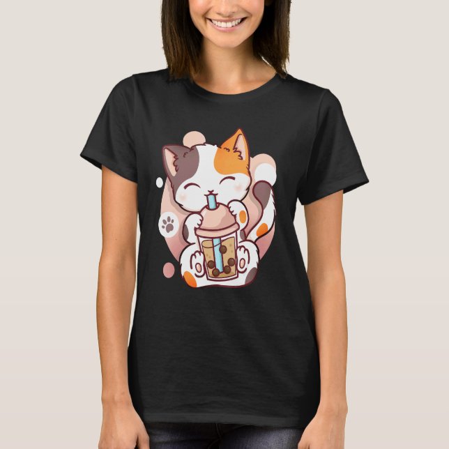 Katt Boba Te Bubbel Te   Neko T Shirt (Framsida)