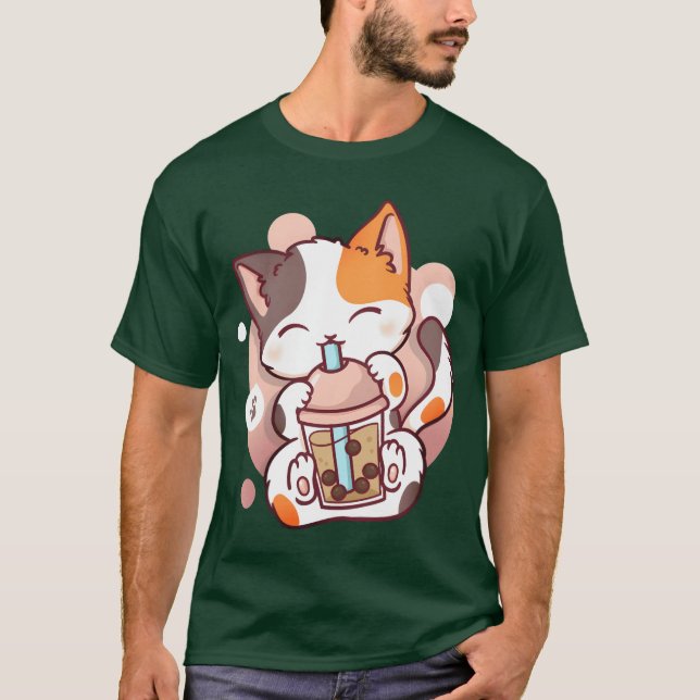 Katt Bobaea Bubbleea Anime Kawaii Neko flicka T Shirt (Framsida)