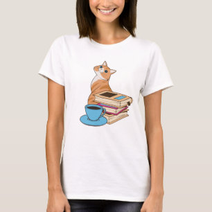 Katt, Bokar och kaffe Cute T Shirt