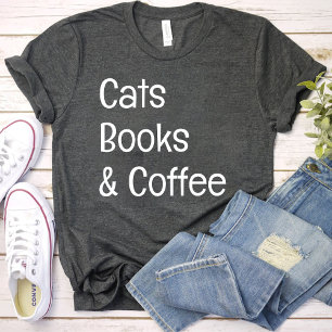 Katt Bokar och kaffe/katt Älskare mamma svart T Shirt