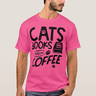 Katt bokar och kaffe t shirt
