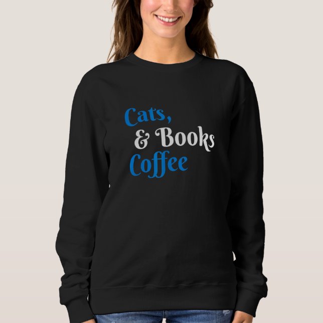 Katt Bokar och kaffe T Shirt (Framsida)