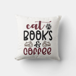 Katt bokar och kaffesummibud kudde