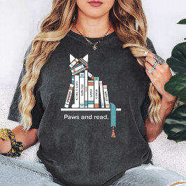 Katt Bokhylla Tass Och Läs Konst T Shirt