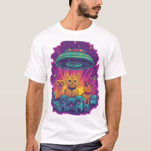 Katt bortförings enhet Rolig Alien Kitty Sci-Fi T Shirt