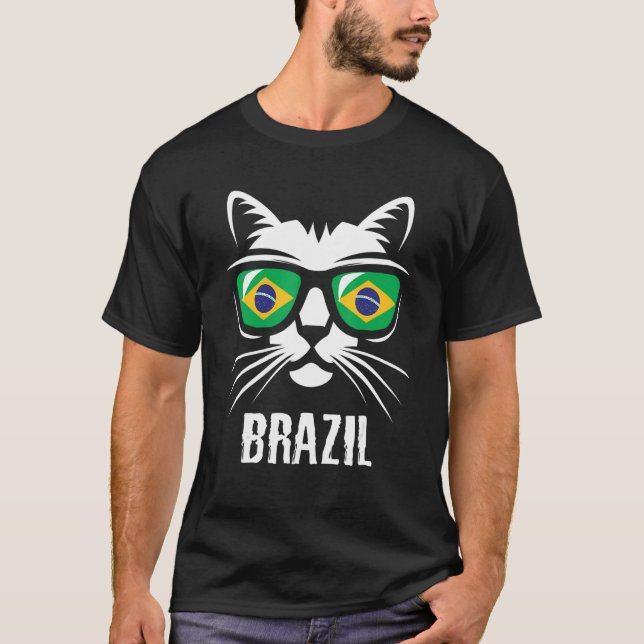 Katt Brasilien, Flagga 1 T Shirt (Framsida)