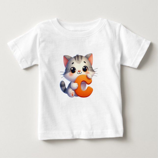 Katt Brev C Baby T-Shirt (Framsida)