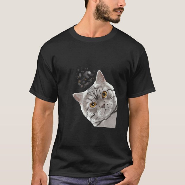 Katt Brittisk korthår T Shirt (Framsida)