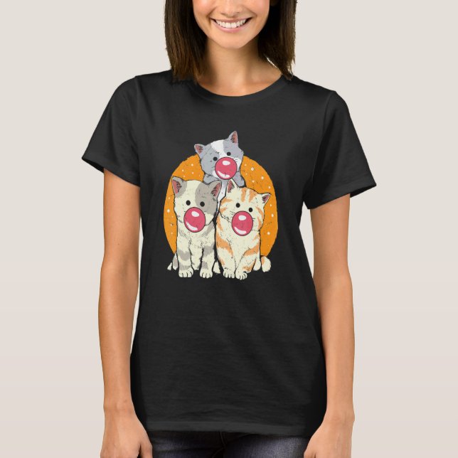 Katt Bubble Gum  Kattdjur T Shirt (Framsida)