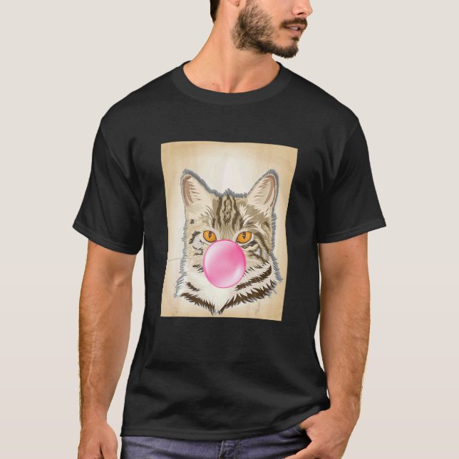 Katt Bubble Gum  Kattdjur T Shirt (Framsida)