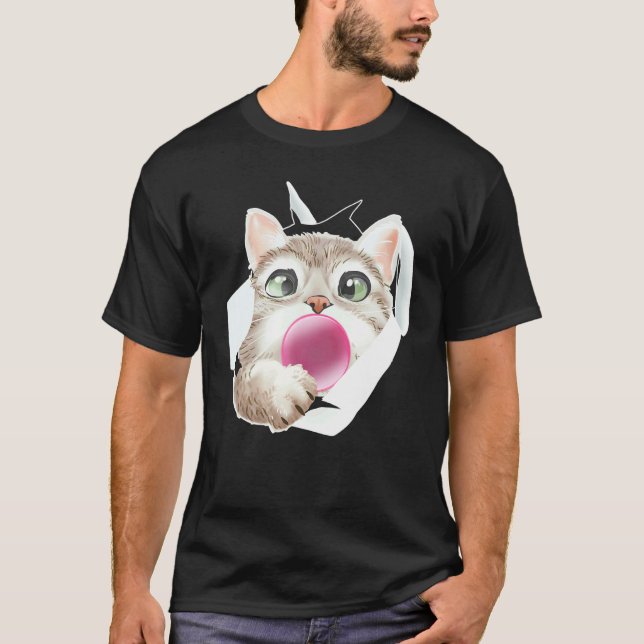 Katt Bubble Tugg Söt Kattunge T Shirt (Framsida)
