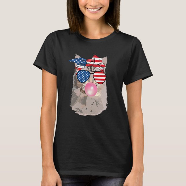 Katt Bubblegum 4:e Juli 4:e Juli Amerikan T Shirt (Framsida)