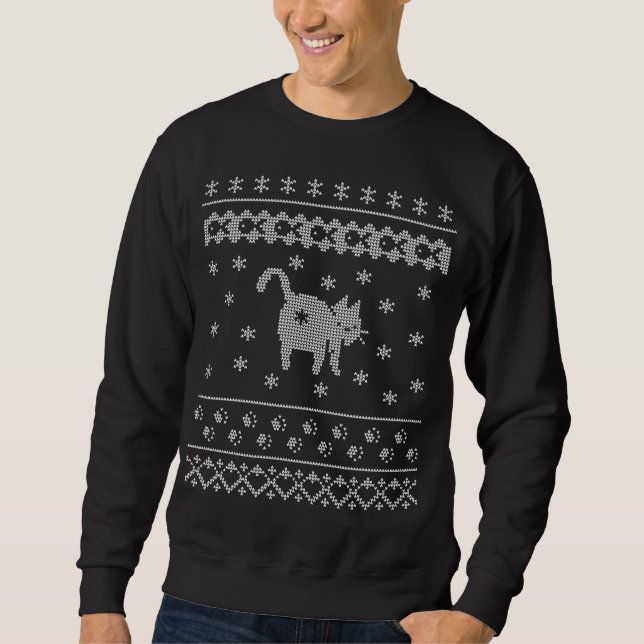 Katt Butt jul Vinter Helgdag Ugly Sweater Pat Lång Ärmad Tröja (Framsida)