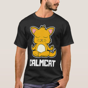 Katt Calmcat Yoga Djur Position Vintage Frekvens T Shirt
