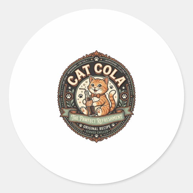 Katt Cola Katt Läskdryck Dricka Etikett Katt Vinta (Framsida)