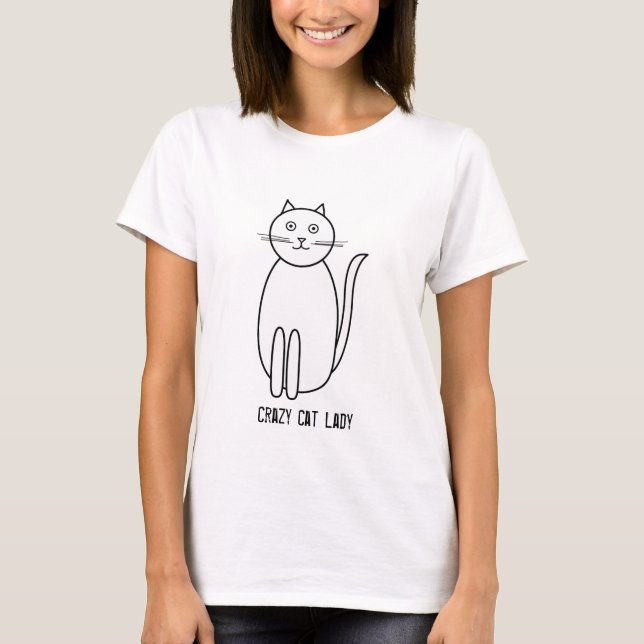 Katt, Crazy Cat Dam Tee Shirt (Framsida)
