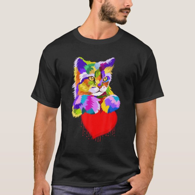 Katt Cute Cute Valentine Day Heart för Kitten T Shirt (Framsida)