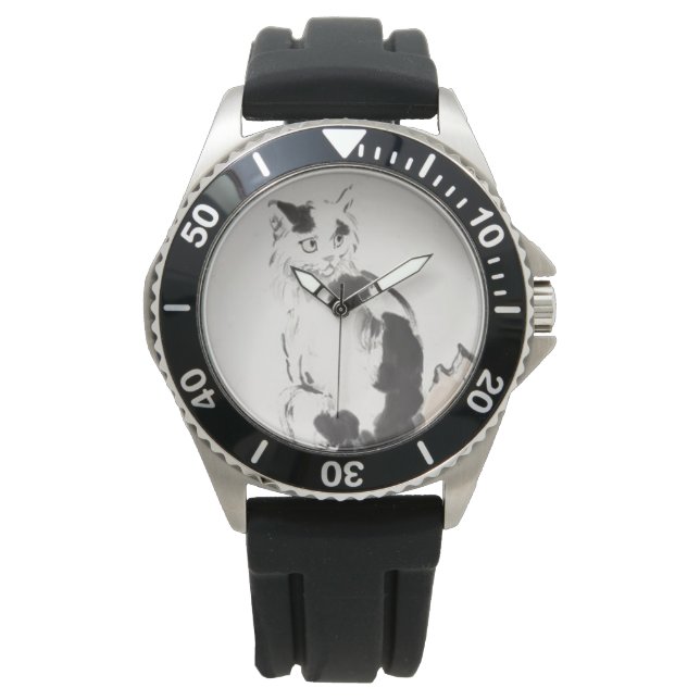 Katt (Cute Kitten) (Kattunge) (från Xu Beihong) Armbandsur (Framsida)
