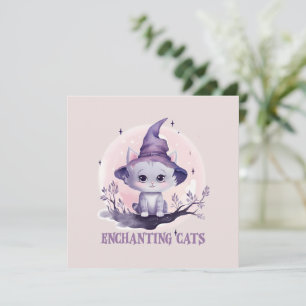 Katt - Cute Pastel Lila Witch Cat