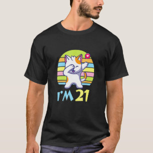 Katt Dabbing med Heart Lycklig eller mig 21 år gam T Shirt