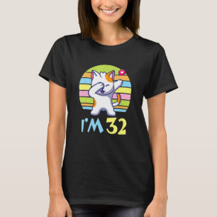 Katt Dabbing med Heart Lycklig eller mig 32 år gam T Shirt