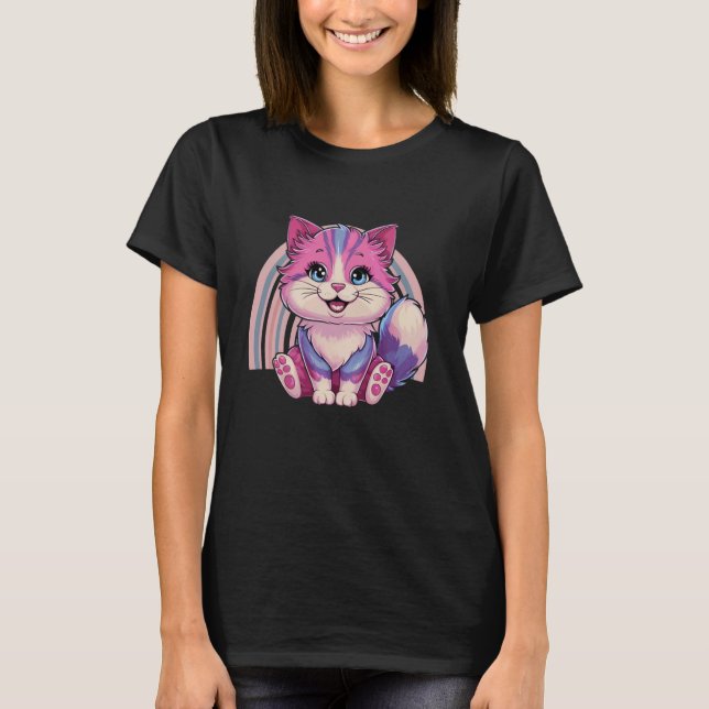 Katt dag husdjur Ägare Söt Tie Dye Regnbåge T Shirt (Framsida)