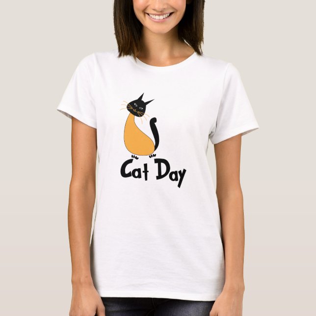Katt dag Söt katt  T Shirt (Framsida)