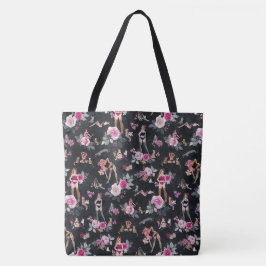 KATT DAM FLORAL Hot Pink Tygkasse