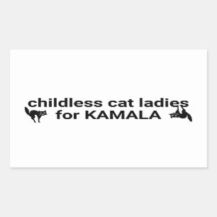 Katt dam för Kamala, lustig svart, vit Rektangulärt Klistermärke