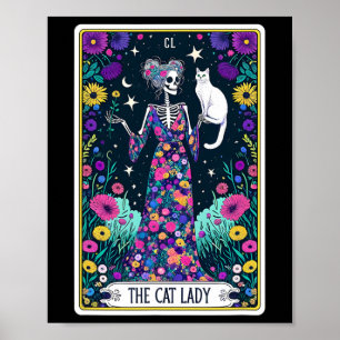 Katt Dam Tarot Card Halloween Skeleton Skul Oc Poster