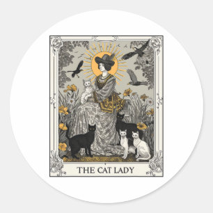Katt Dam Tarot Card Vintage Gotham Women Katt M Runt Klistermärke