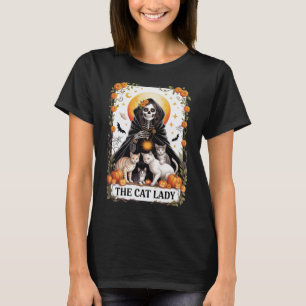 Katt Dam Tarot Card Witchy Gothic Skeleton Mamma T Shirt