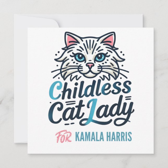 Katt dam utan barn för Kamala Harris Inbjudningar (Framsida)