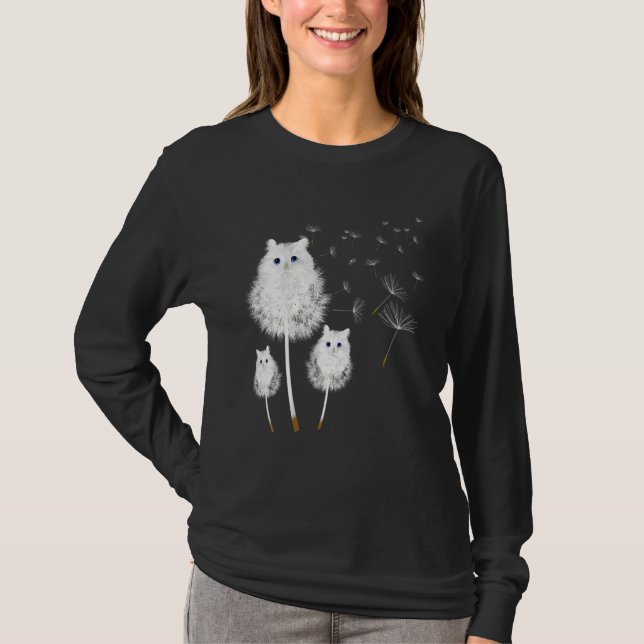 Katt Dandelion Flower Plant och Cat Pet Owner T Shirt (Framsida)