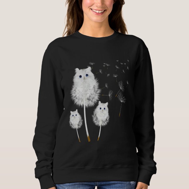 Katt Dandelion Flower Plant och Cat Pet Owner T Shirt (Framsida)