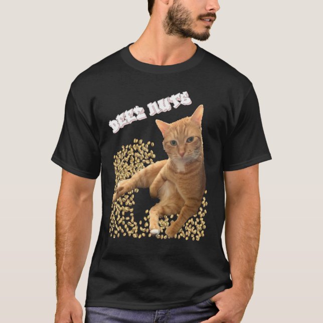 Katt Deez Nuts Skämt med Pistazier T Shirt (Framsida)