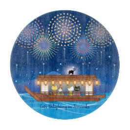 Katt Delight i Fireworks ombord på en husbåt